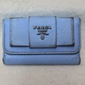 Authentic Prada Beautiful Light Sky Blue Key Holder/Wallet